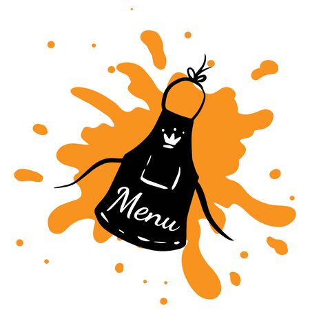 Doodle sketch cook apron for restaurant, menuのイラスト素材