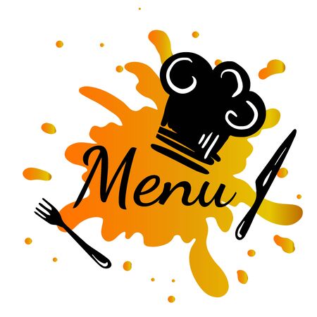 Doodle sketch for menu, cook hat and cutleryのイラスト素材