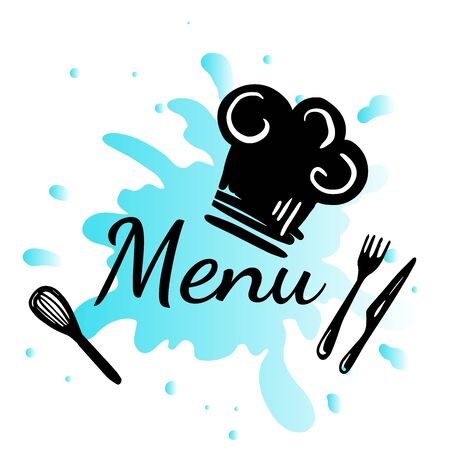 Doodle sketch for menu, cook hat and cutleryのイラスト素材