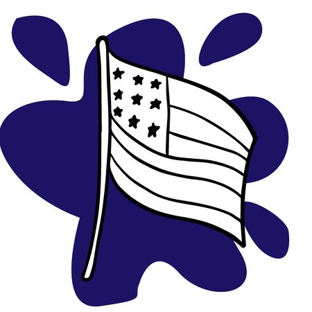Doodle American flag on white backgroundのイラスト素材