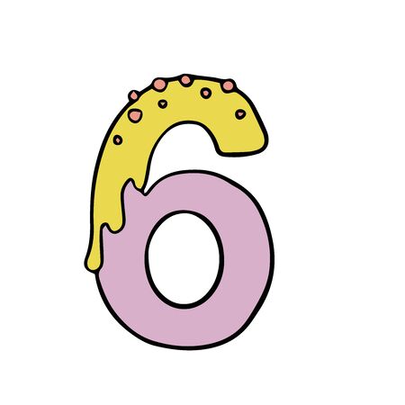 sweet cute numbers sixのイラスト素材