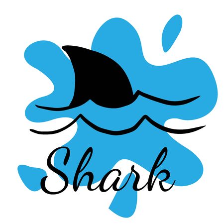 doodle sketch shark fin on white background, cartoon logo, icon.のイラスト素材