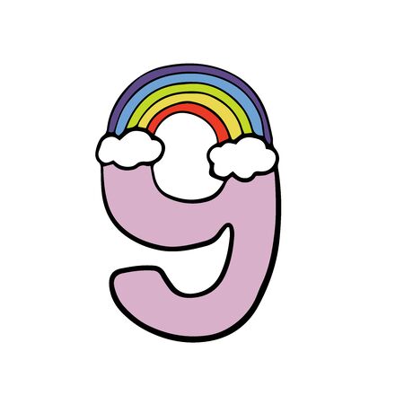 number nine cute illustration with candyのイラスト素材