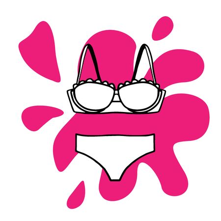 Doodle sketch swimsuit, bikini, cartoon illustration on a white background.のイラスト素材