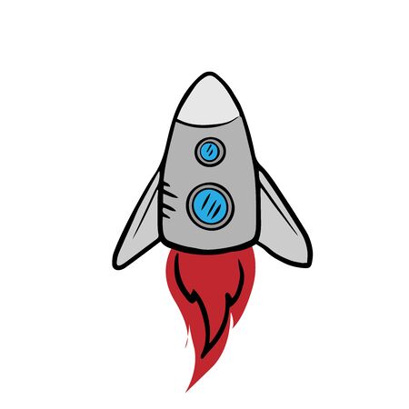 rocket icon, doodle sketch on white backgroundのイラスト素材