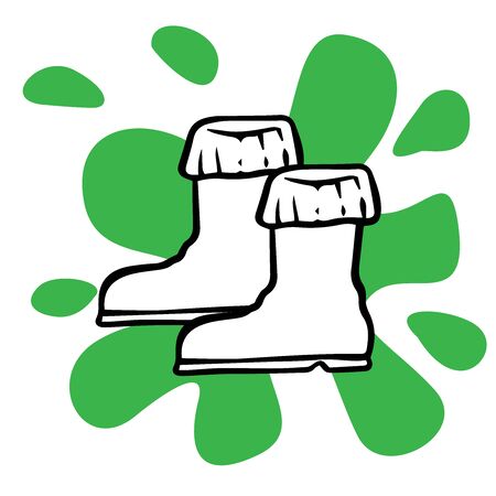 doodle sketch rubber boots on a white backgroundのイラスト素材