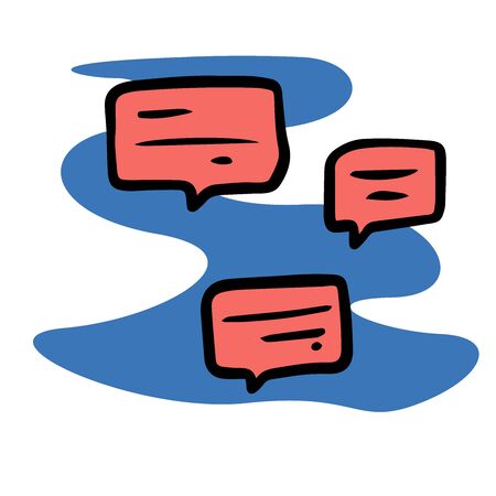  Doodle talk icon, black and white, isolate のイラスト素材