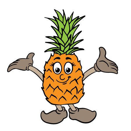 Doodle sketch of cute pineapple cartoon illustration isolated on white backgroundのイラスト素材