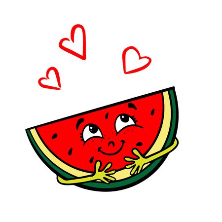 Doodle sketch of a happy watermelon drawing for your layout, advertising, website.のイラスト素材