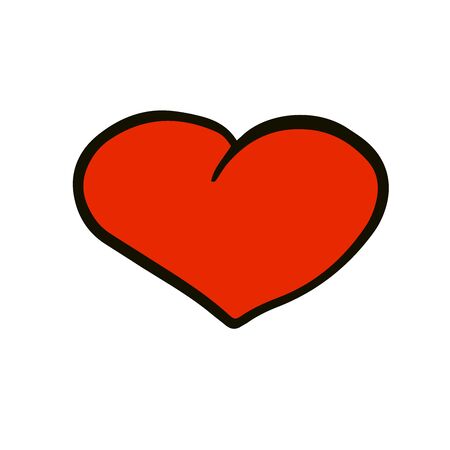 Red heart icon, doodle sketch on white backgroundのイラスト素材