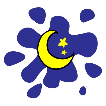 doodle sketch month and stars, illustration on white backgroundのイラスト素材