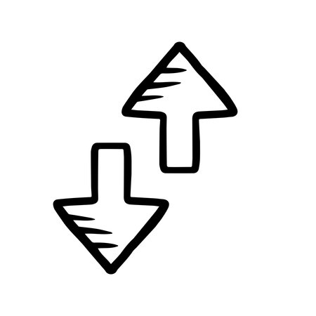  doodle sketch up and down arrows on white background
