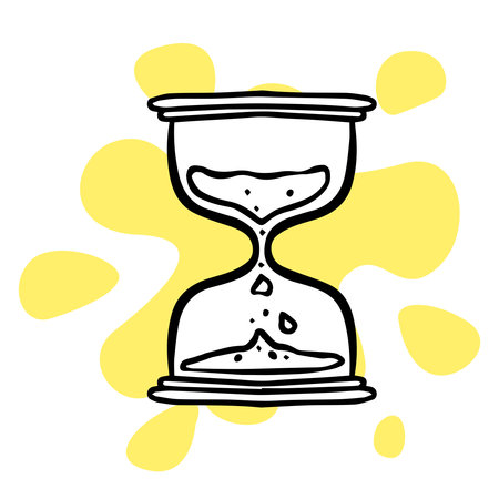doodle sketch hourglass icon on white background