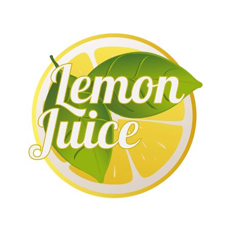 Fresh lemonade banner with lemon, splash, fruit slice, ice cubes and drops on gradient yellow background for brand, template, label,emblem and store,packaging, packing and advertising.のイラスト素材