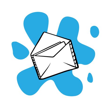 vector envelope for letters, doodle sketch, sending letterのイラスト素材