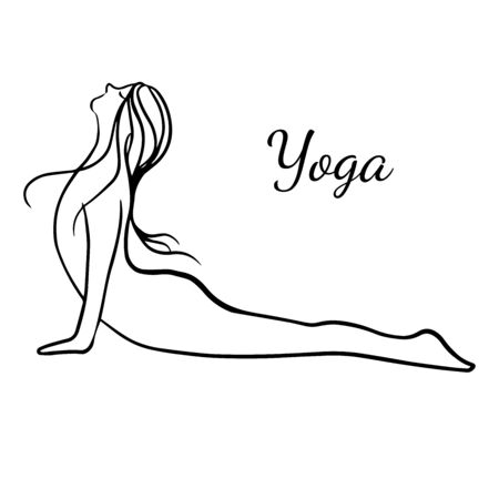 continuous line drawing of exercising woman. doodleのイラスト素材