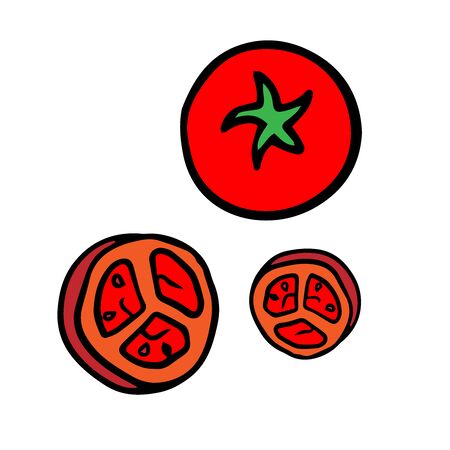 Doodle sketch tomatoes on white backgroundのイラスト素材
