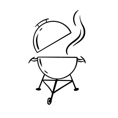 Doodle sketch barbecue with sausages on a white backgroundのイラスト素材