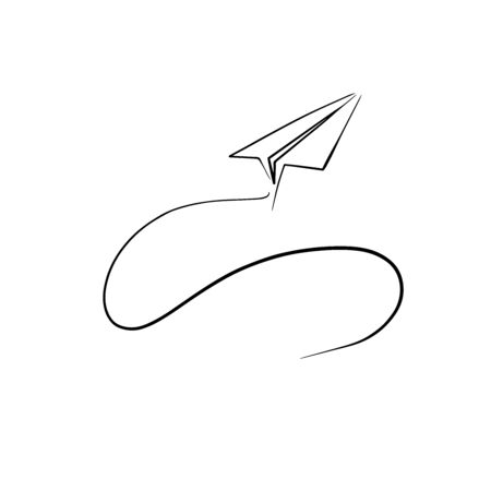 doodle sketch paper airplane, illustration of a flying airplaneのイラスト素材