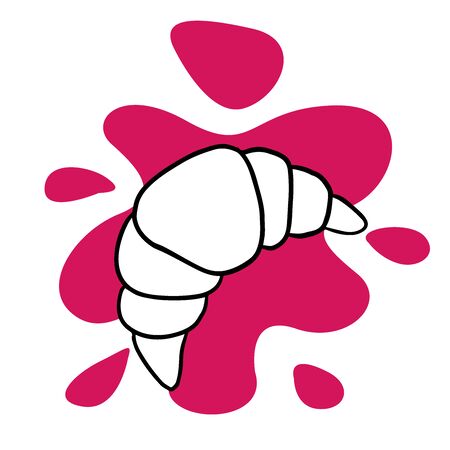 Doodle sketch croissant, cartoon drawing baking.のイラスト素材