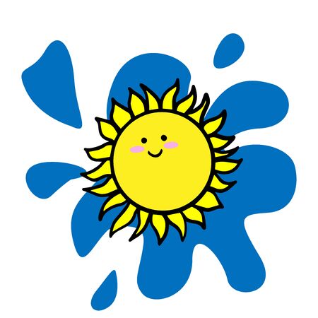 Doodle sketch cute sun, cartoon drawing Kawaiiのイラスト素材