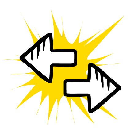 doodle sketch left and right arrows on a white backgroundのイラスト素材