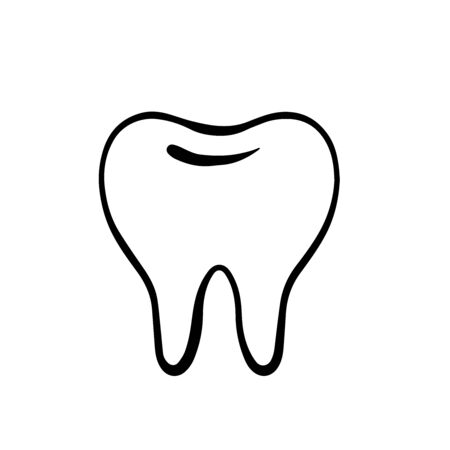 Doodle sketch teeth on a white background, cartoon drawing dentalのイラスト素材