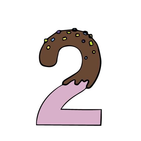 number two cute illustration with candyのイラスト素材
