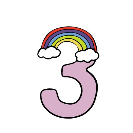 number three cute illustration with candyのイラスト素材