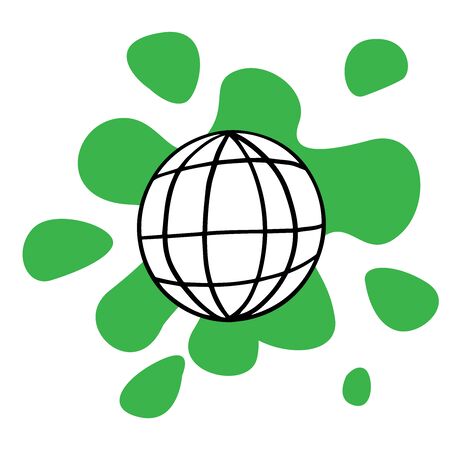 doodle sketch globe on white background, iconのイラスト素材