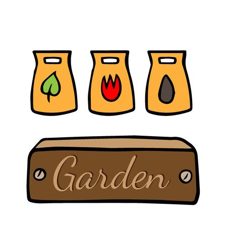 cartoon vector illustration of plant fertilizer sacksのイラスト素材