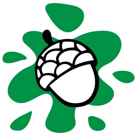 doodle sketch of acorn, cartoon illustration on white backgroundのイラスト素材