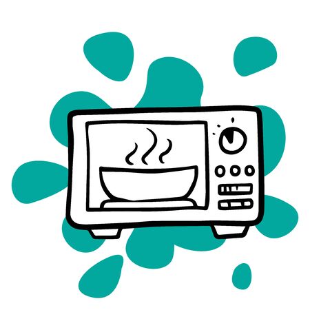  doodle sketch microwave icon on white backgroundのイラスト素材