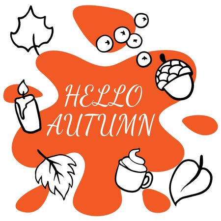 doodle sketch autumn items on a white backgroundのイラスト素材