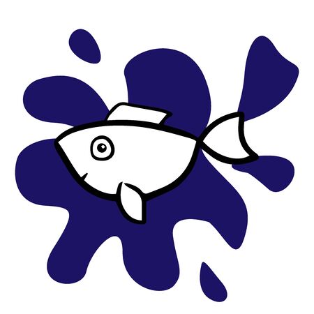 doodle sketch of fish on white background, cartoon drawingのイラスト素材
