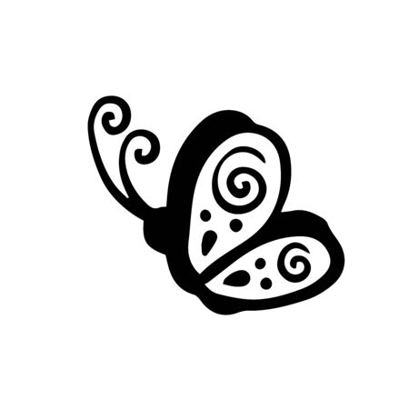 Doodle sketch butterfly on white backgroundのイラスト素材