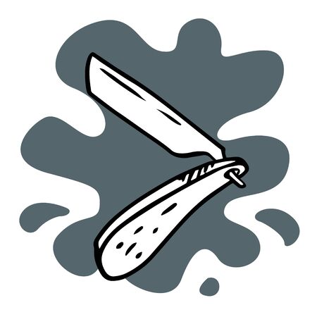  doodle sketch dangerous razor, illustration, icon on a white background. Barber toolのイラスト素材