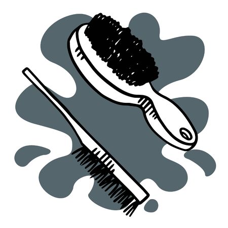 doodle sketch comb, illustration, icon on a white background.のイラスト素材
