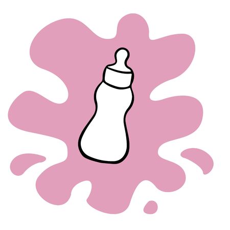  doodle sketch baby bottle, illustration on a white background. Cartoon drawing.のイラスト素材