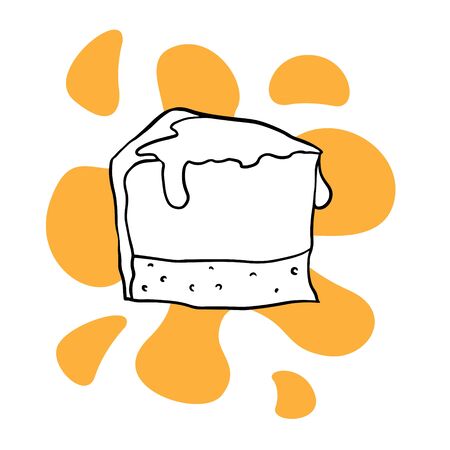 doodle sketch of a piece of cheesecake on a white backgroundのイラスト素材