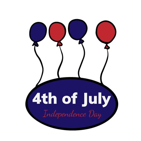 independence doodle sketch with balloonsのイラスト素材