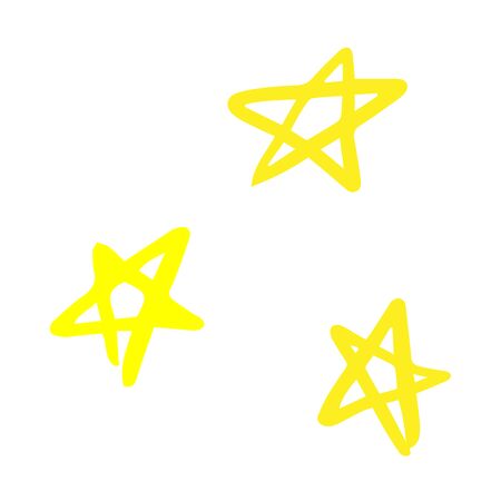 Three doodle stars on a white background.のイラスト素材