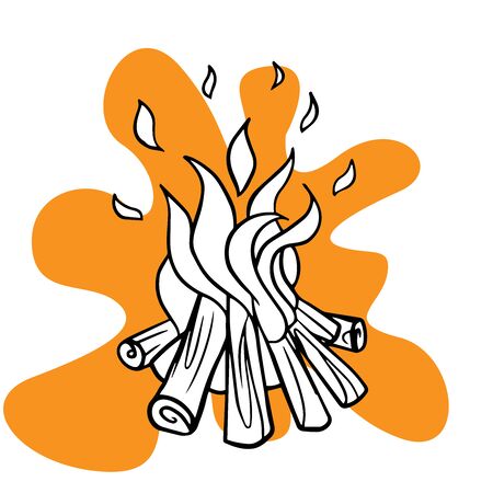 Doodle sketch bonfire, cartoon illustrationのイラスト素材