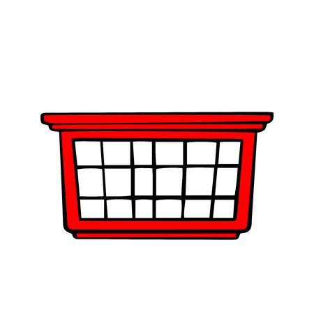 doodle sketch red laundry basket on white backgroundのイラスト素材