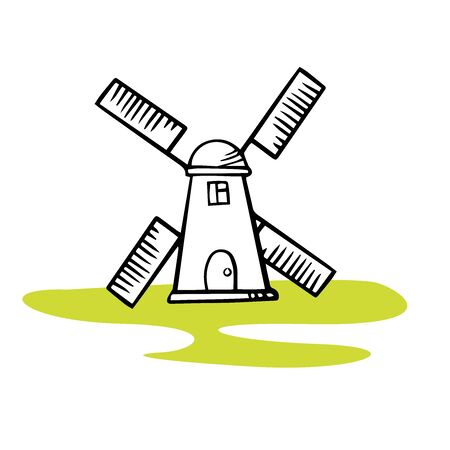 icon mill, doodle sketch on a white backgroundのイラスト素材