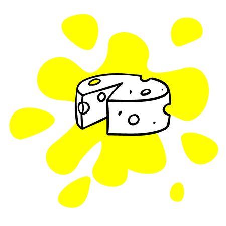 doodle sketch cheese, illustration on white backgroundのイラスト素材