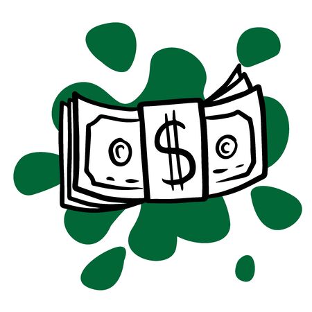 doodle sketch pack of money icon on white backgroundのイラスト素材