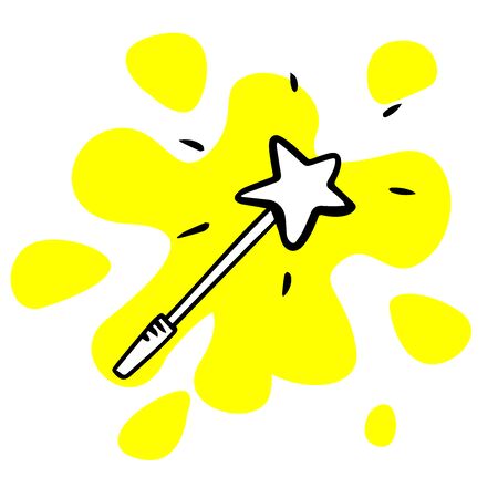 doodle sketch magic wand with a star on a white backgroundのイラスト素材