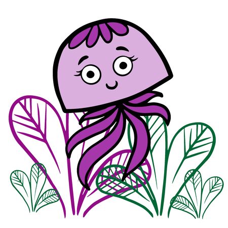 Doodle sketch of a cute octopus on a white backgroundのイラスト素材