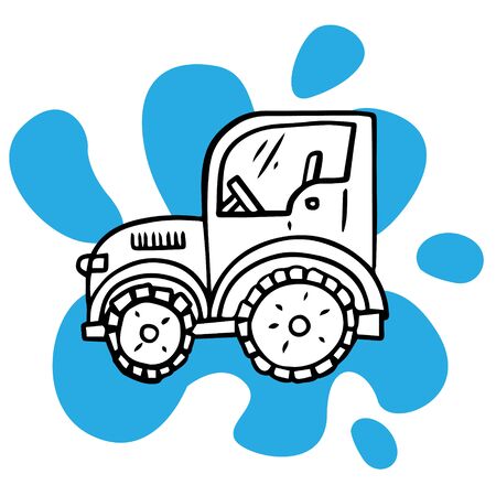 Doodle sketch tractor. Icon illustration for print, web, mobile and infographics on white backgroundのイラスト素材